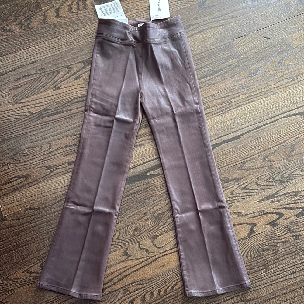 NWT- Sleek Brown Cropped Flared Mini Boot Jeans by FRAME- size 1 - Picture 4 of 7